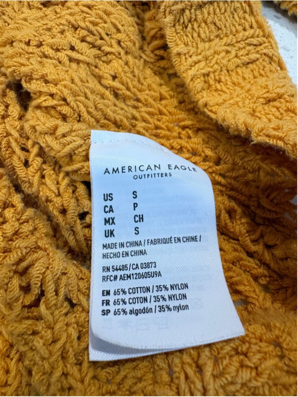 American Eagle Pointelle Knit 3-Button Cardigan Marigold Slouchy Size Small - Picture 12 of 12